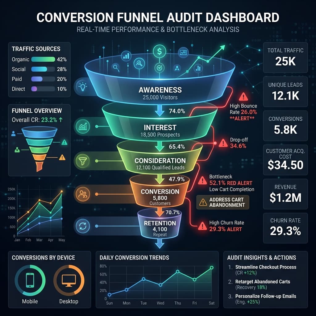 I will audit your conversion funnel and landing flow