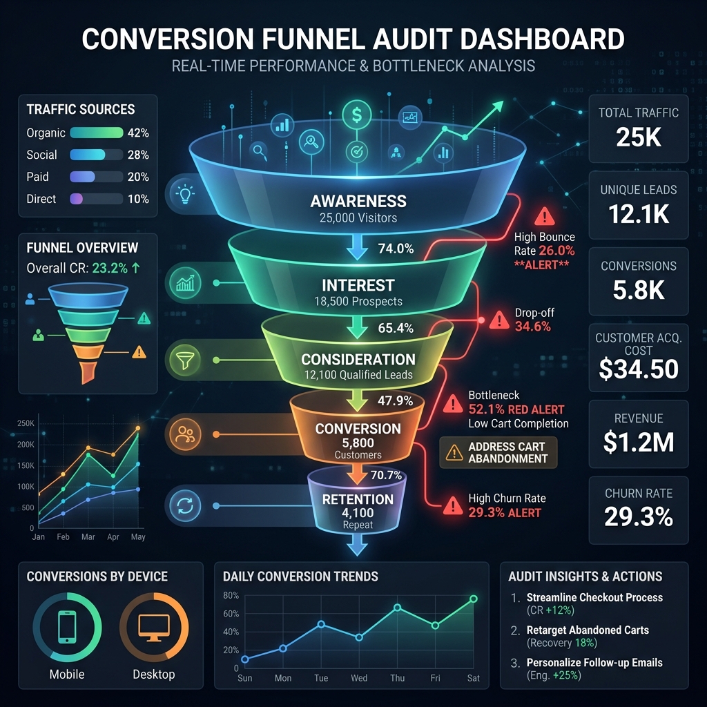 I will audit your conversion funnel and landing flow