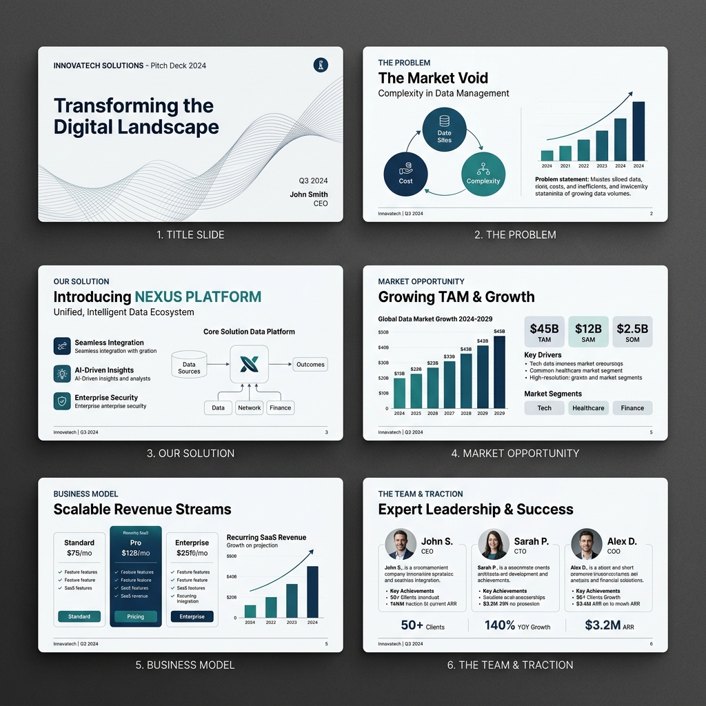 I will create a productized pitch deck visual system